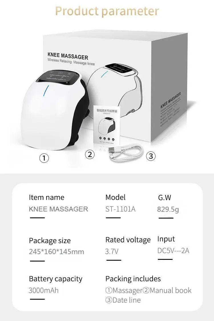 Multifunctional Smart Cordless Knee Massager Vibration Knee Relaxing Massage Machine Joint Knee Device Gifts for Grandma Grandpa