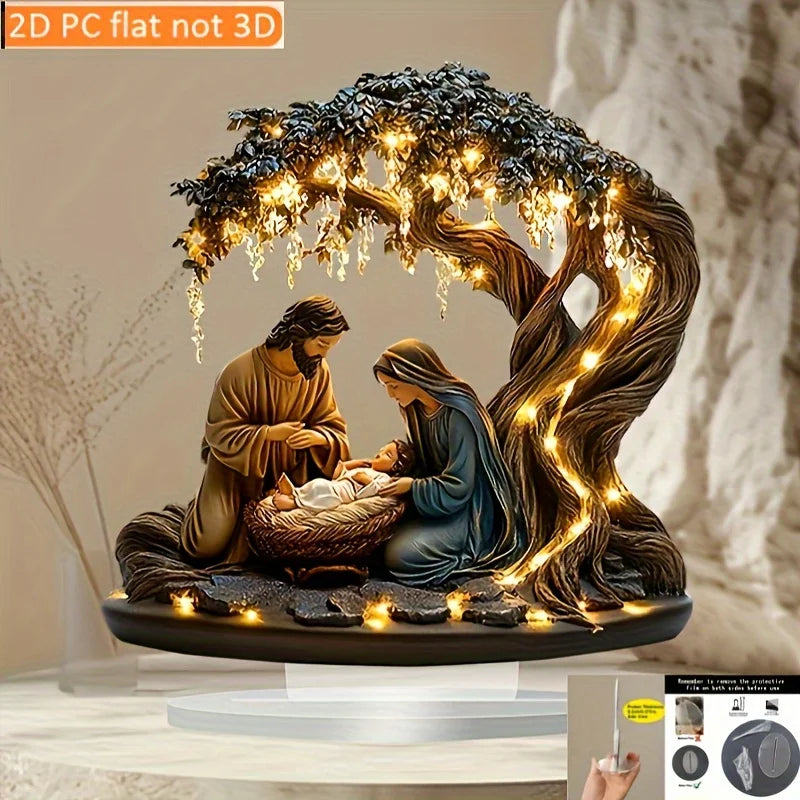 1pcs Nativity Scene Desktop Decoration - 2D Acrylic Classic Design Suitable for Home and Office Christmas Festival Decorations