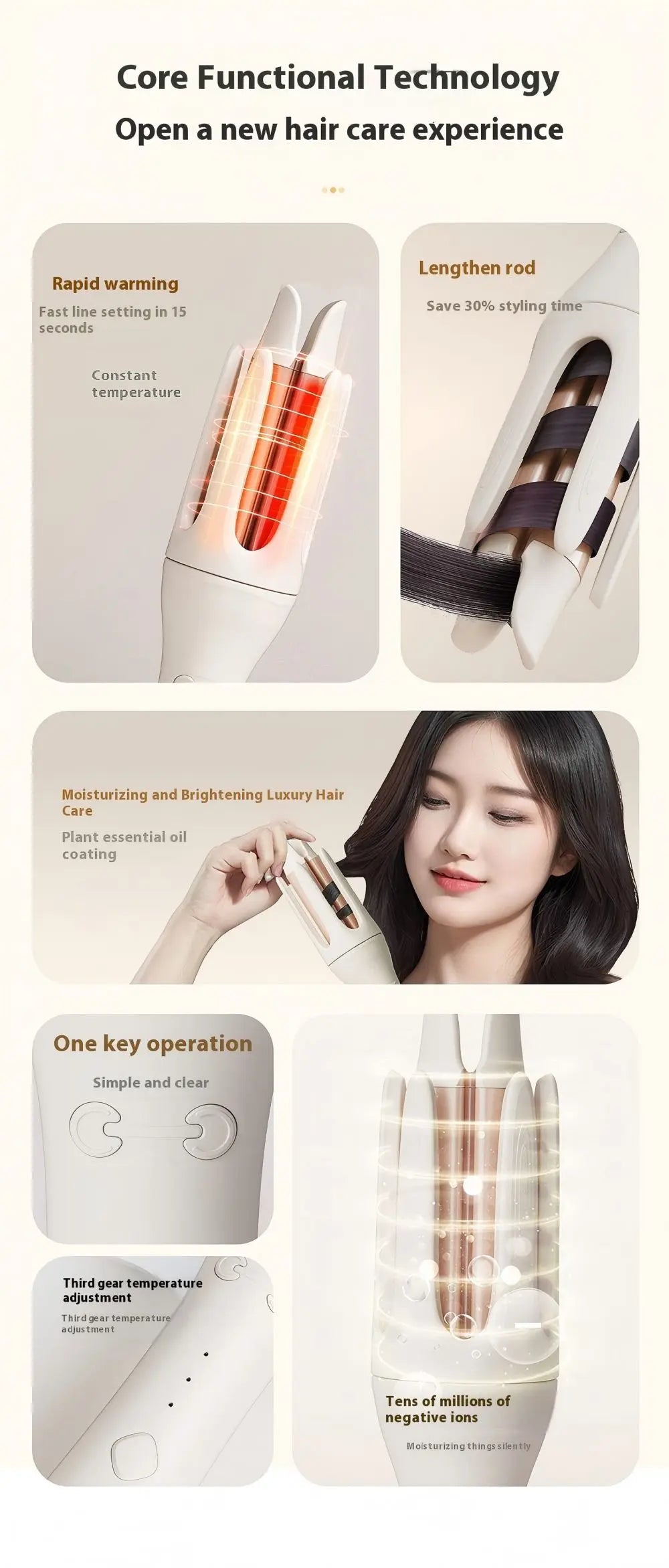 2 in 1 Automatic Curler 32mm Automatic Rotating Ceramic Curler Professional Curling Wand Curler