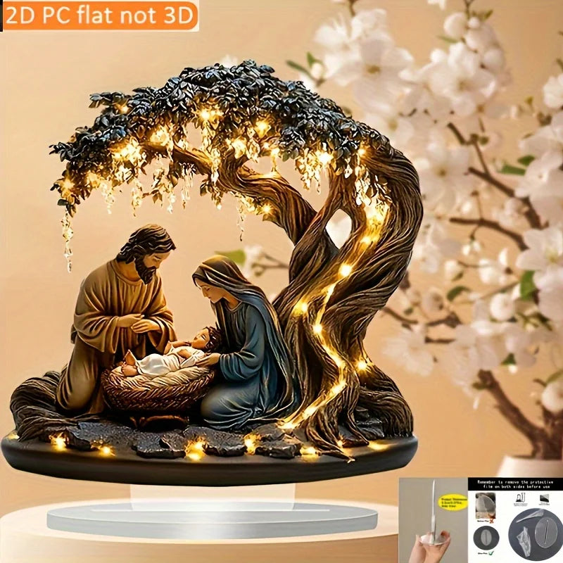 1pcs Nativity Scene Desktop Decoration - 2D Acrylic Classic Design Suitable for Home and Office Christmas Festival Decorations