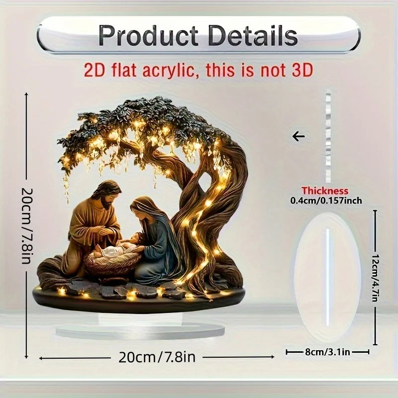 1pcs Nativity Scene Desktop Decoration - 2D Acrylic Classic Design Suitable for Home and Office Christmas Festival Decorations